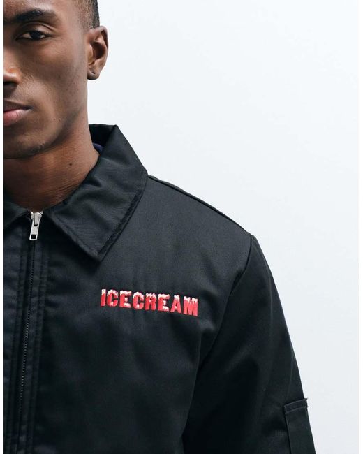 ICECREAM Blue Worker Jacket With Embroidery And Back Print for men