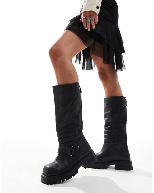 Bronx Black Quinn Biker Knee Boots