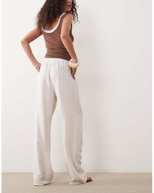 ASOS Natural Linen Blend Pull On Trouser