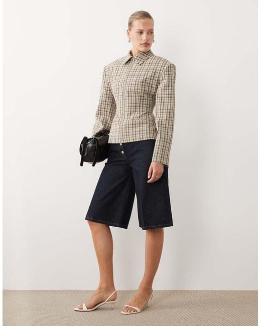 ASOS Natural Tailored Cinch Waist Zip Through Jacket