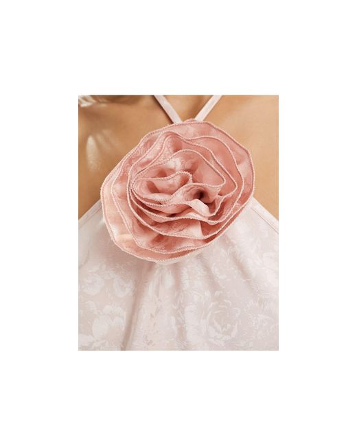Vestido corto rosa con cuello halter, detalle Miss Selfridge de color White