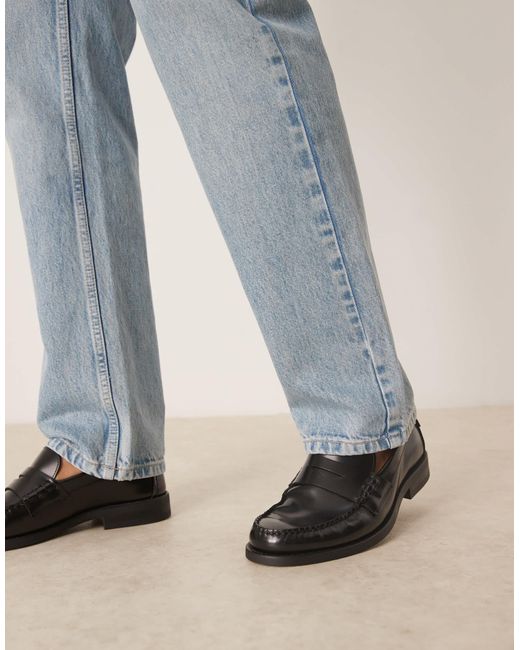 Mango Blue Leather Loafer for men