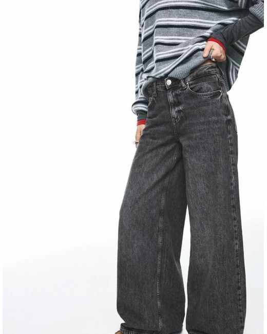 Pull&Bear Blue Low-rise Wide-leg Jeans