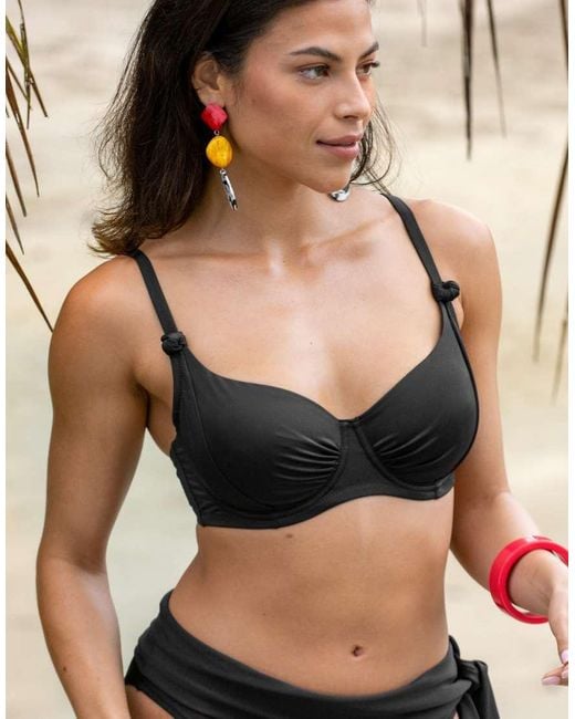 Pour Moi Black St Kitts Non-Padded Underwired Bikini Top