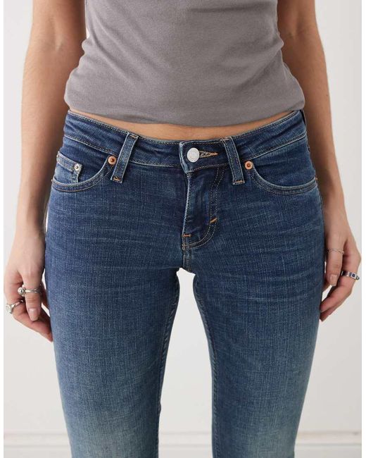 Weekday Blue Luna Low Waisted Skinny Bootcut Jeans