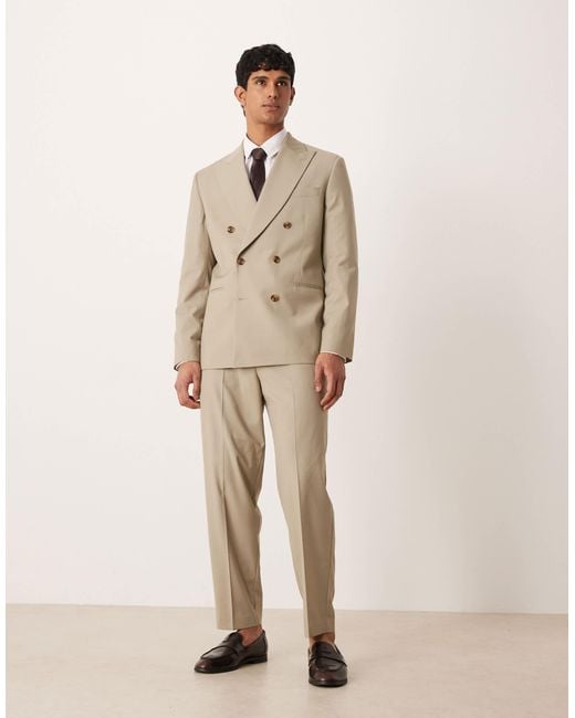 ASOS Natural Double Breasted Regular Suit Jacket for men
