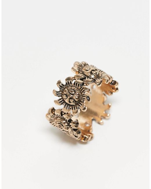 Bague unisexe à motifs soleil Reclaimed (vintage) en coloris White
