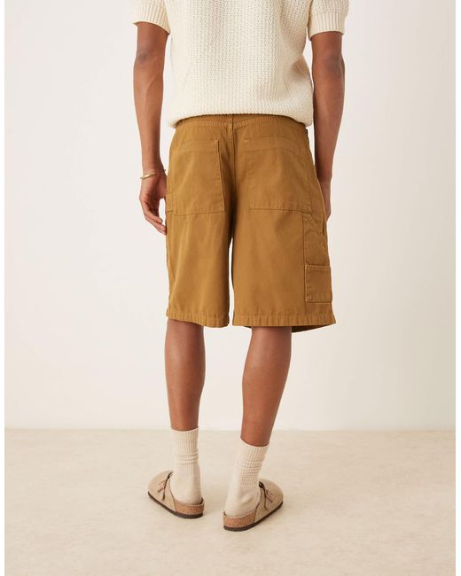 ASOS Natural Long Length Carpenter Jorts for men