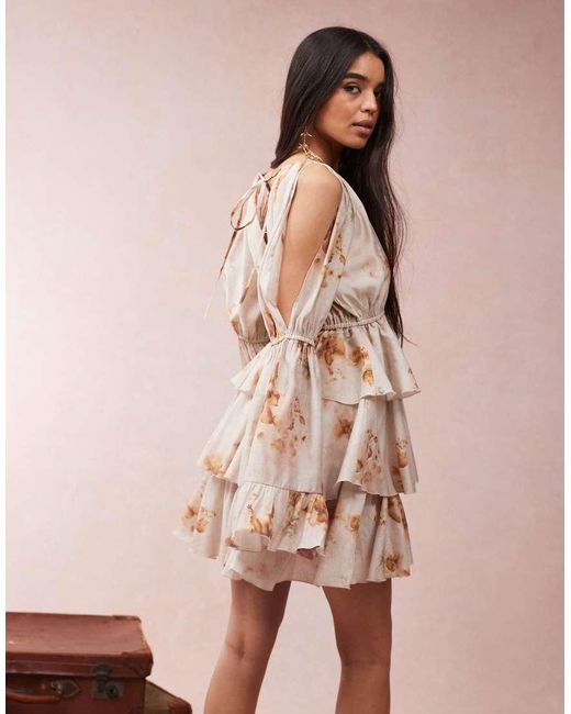 ASOS Mini Jurk Met Blote Schouders En Ruches in het Pink