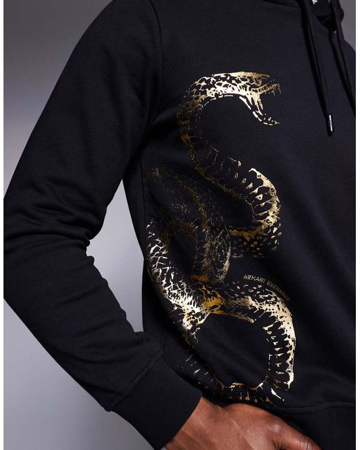 ARMANI EXCHANGE Blue Lunar Capsule Snake Hoodie for men
