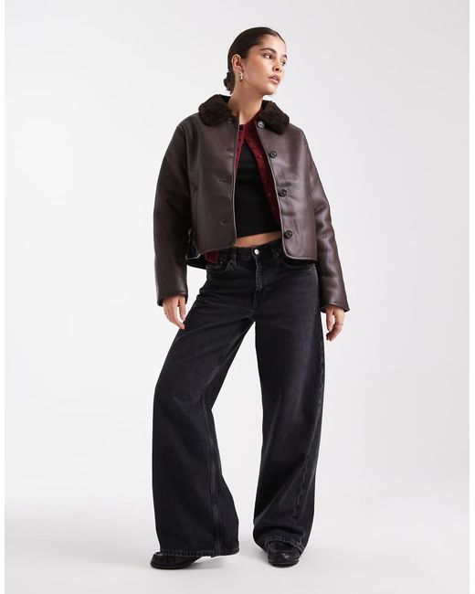 New Look Black Bonded Collar Short Jacket