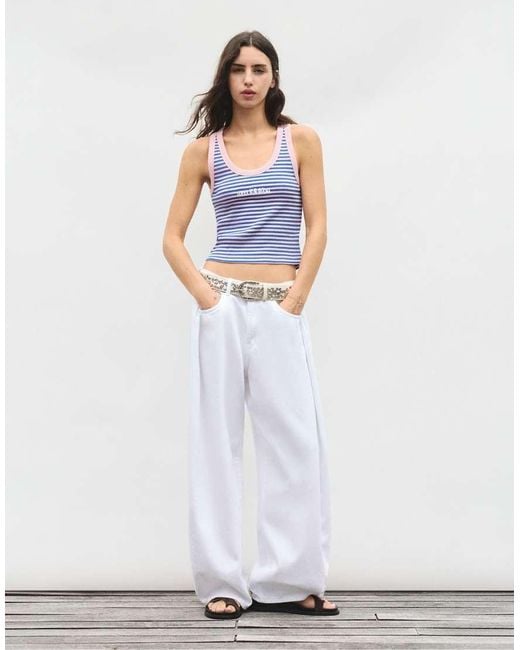 Pull&Bear Blue Striped Tank Top