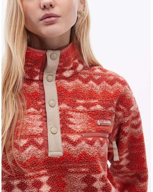 Columbia Red Helvetia Ii Printed Cropped Half Snap Fleece