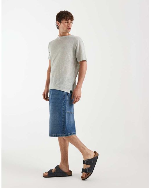 ASOS Gray Regular Fit Pure Linen T-shirt for men