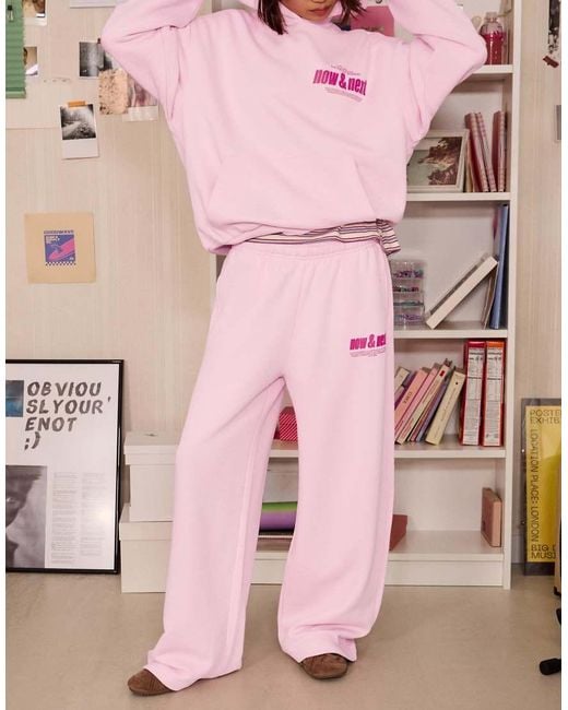 Bershka Pink Printed Wide-leg Plush Trousers