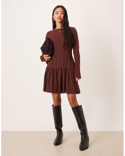 ASOS Natural Supersoft Dropped Corset Waist Detail Mini Dress