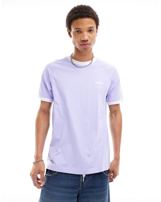 T-shirt à trois rayures - lilas Adidas Originals pour homme en coloris White