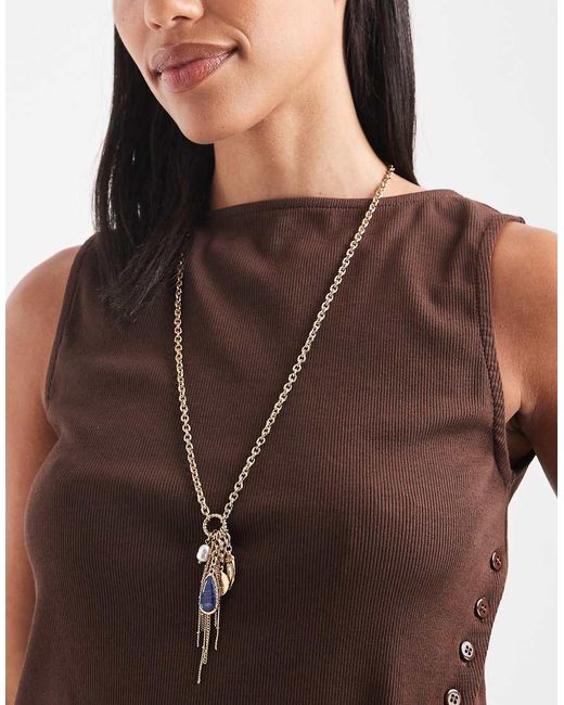 Accessorize Lange Ketting Met Hangertje Met Steentje in het Brown