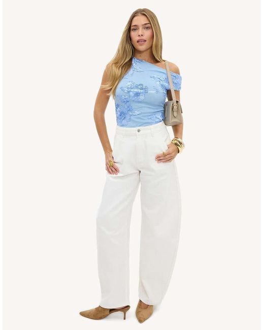 Loavies Blue Polished Grace Top With Floral Detail