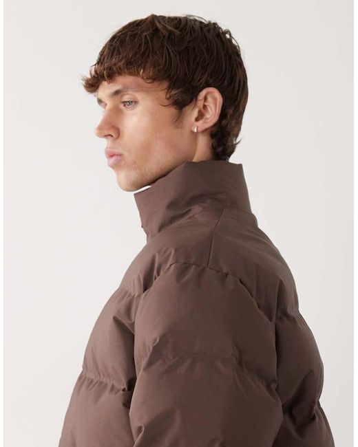 Weekday Brown Cole Puffer Jacket for men