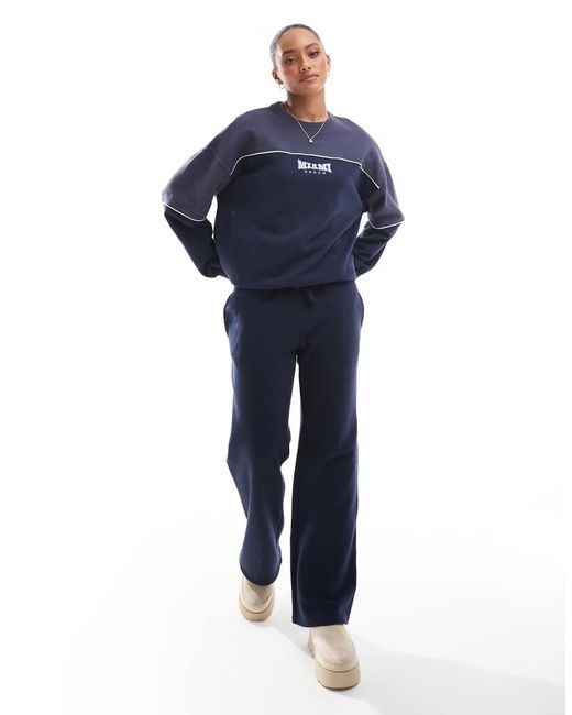 Joggers De Pernera Recta Con Panel En Contraste Y Logo De (Parte De Un Conjunto) Hollister de color Blue
