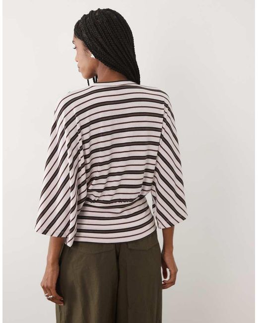 ASOS Gray Batwing Sleeve Cinched Waist Top