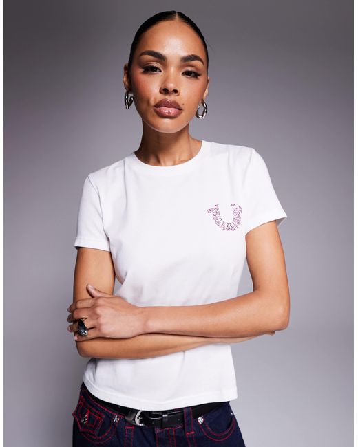 True Religion Blue – knapp geschnittenes t-shirt