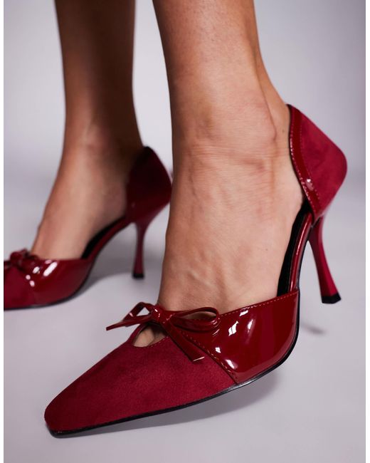 Makenna - escarpins pointus avec découpe et nœud - bordeaux Public Desire en coloris Red