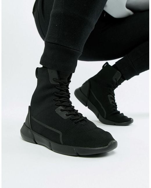 ASOS High Top Trainers In Black Mesh for Men | Lyst