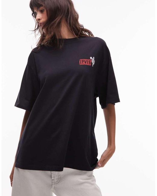 T-Shirt Oversize Nera Con Stampa Stile Western Sul Retro di Levi's in Black