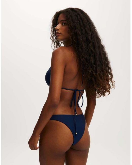 Cotton On Blue Dip Front High Side Brazilian Bikini Bottom