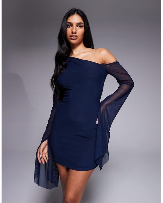 navy blue dress for baby girl Wrapped In Lace Asymmetrical Mini Dress main image 1