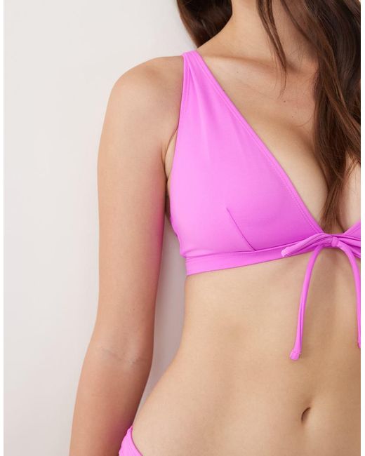 ASOS Pink Fuller Bust Maya Alice Tie Front Plunge Bikini Top