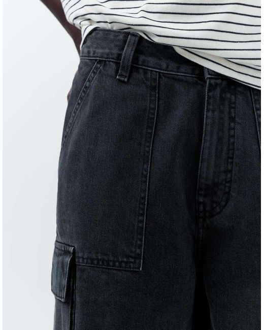 Pull&Bear Baggy Cargo-Bermudashort in het Gray voor heren