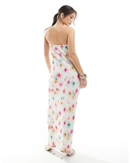 Pieces White Plisse Bandeau Maxi Dress