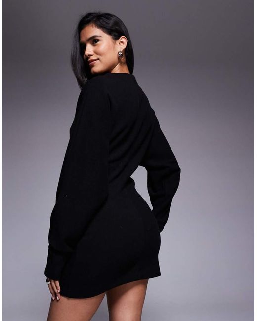 ASOS Blue Supersoft Funnel Neck Batwing With Ruched Side Mini Dress