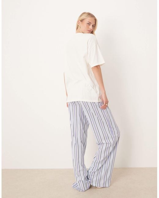ASOS White Asos Design Tall Oversized Tee & Wide Leg Trouser Pyjama Set