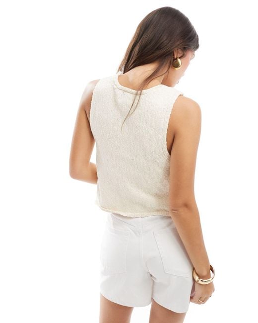 Pieces White Knitted Waistcoat