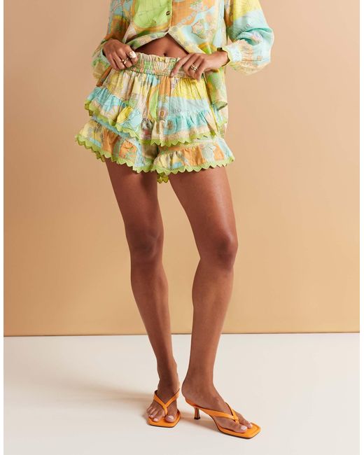 Never Fully Dressed Green Ruffle Shorts Co-Ord