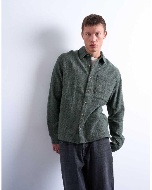 Topman Gray Relaxed Fit Marl Textured Shirt for men