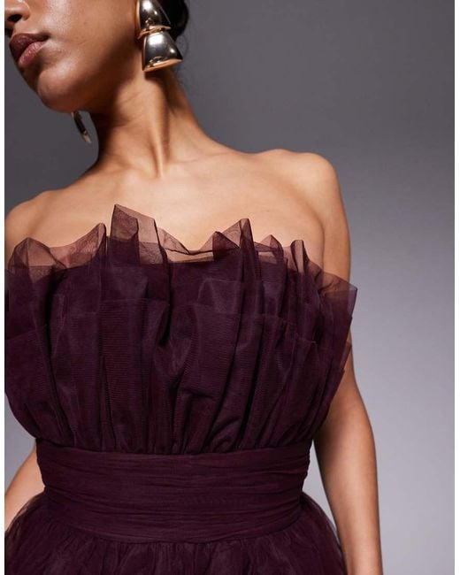LACE & BEADS Mini Bandeau-Jurk Van Tule Met Structuur in het Purple