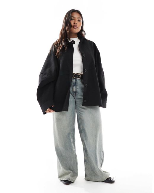 ASOS Black Asos Design Curve Slouchy Formal Harrington Jacket