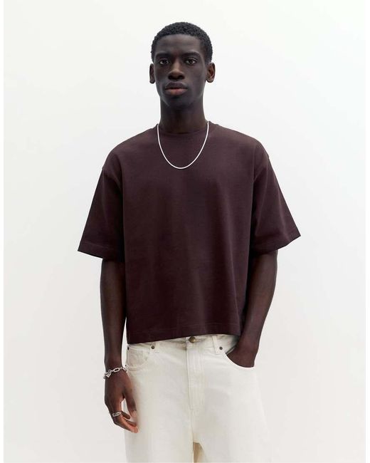 Pull&Bear Purple Boxy Oversized Short Sleeve T-Shirt for men