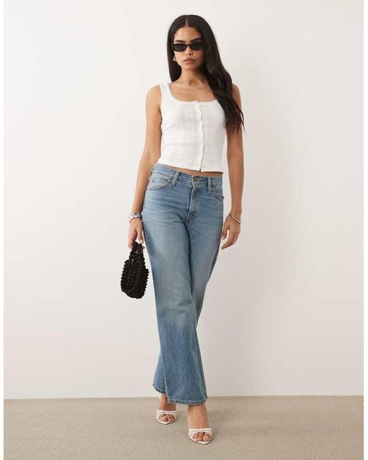 GOOD AMERICAN White Pointelle Square Neck Button Through Vest Top