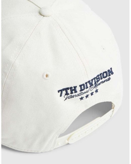 River Island White Script Embroidery Cap for men