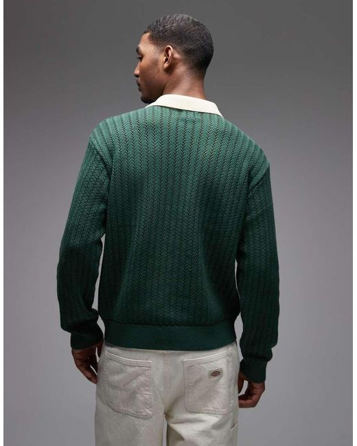 Obey Green Jasper Knitted Polo Jumper for men