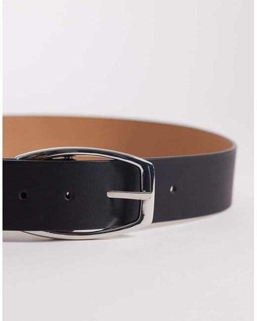 ASOS Gray Waist And Hip Square Half Moon Buckle Belt
