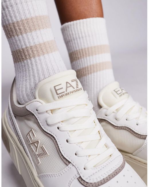 EA7 White Armani Logo Trainers