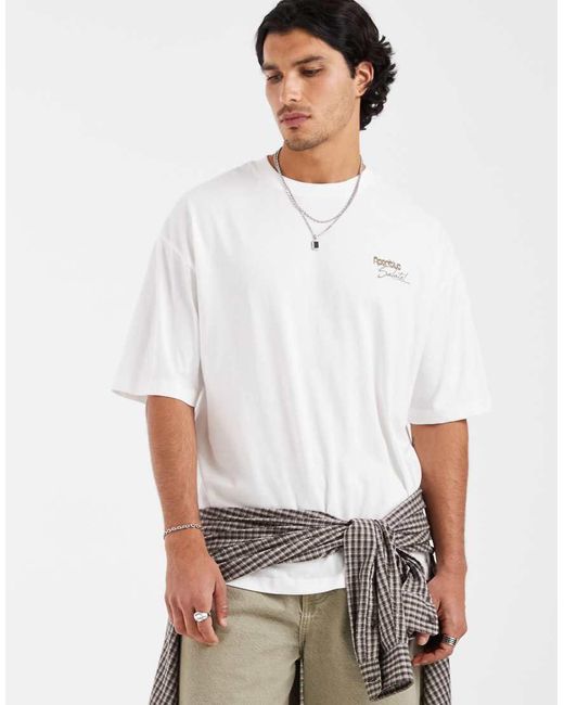 ASOS White Boxy Oversized T-shirt With Cocktail Back Graphic And Embroidery Detail for men