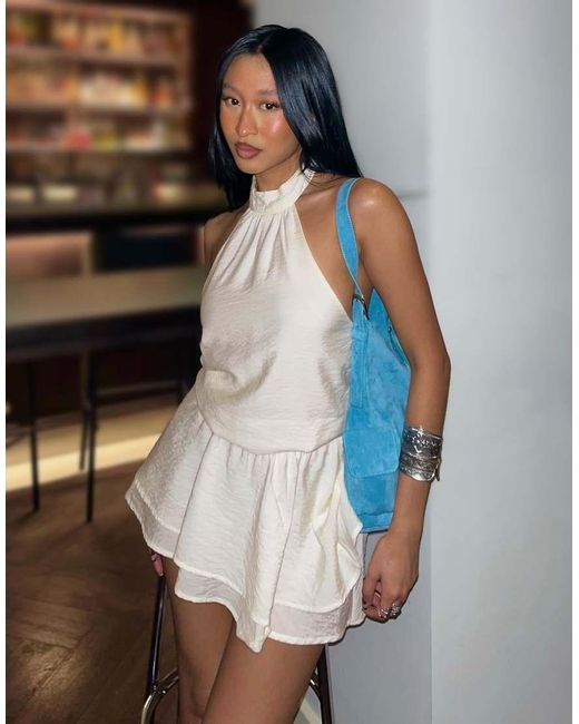 Bershka White Mini Polka Dot Dress